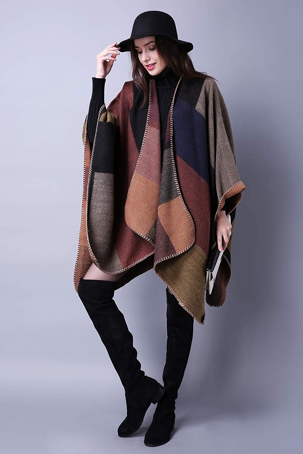 Women s Blanket Shawls Wraps Winter Open Front Poncho Cape Oversized Cardigan Sweater