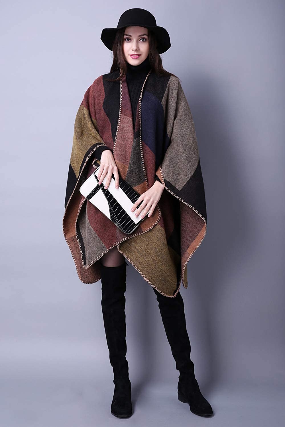 Women s Blanket Shawls Wraps Winter Open Front Poncho Cape Oversized Cardigan Sweater