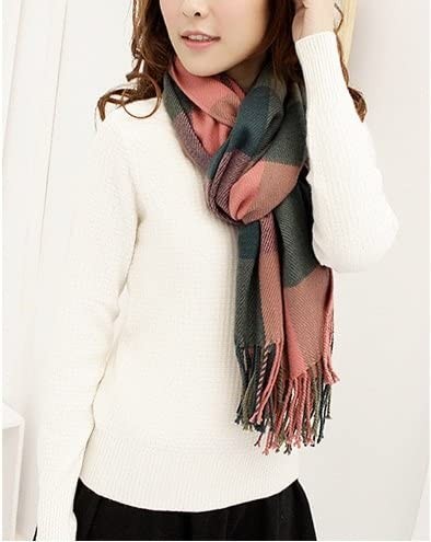 Wander Agio Women s Fashion Long Shawl Big Grid Winter Warm Lattice Large Scarf