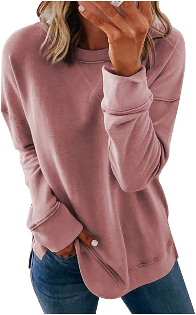 Long Slevee Shirts for Women Crewneck Sweatshirts lightweight loose fitting Tunic tops Casual Fashion Fall Winter T-shirts