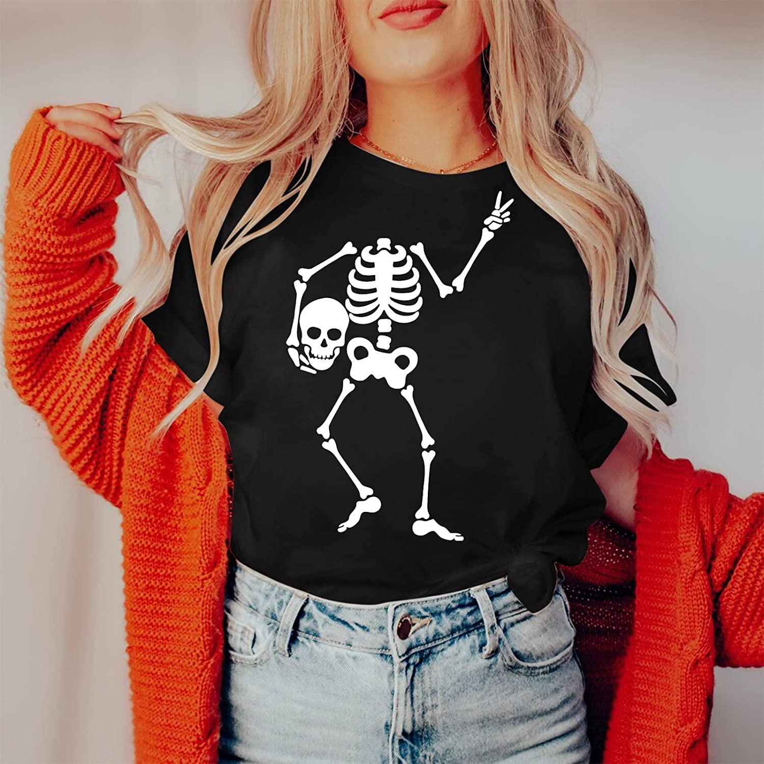 Womens Tops Vintage Skull and Rose Printed Short Sleeve T-Shirt Y2K Punk Music Tee Shirts Aesthetic Blouses Streetwear