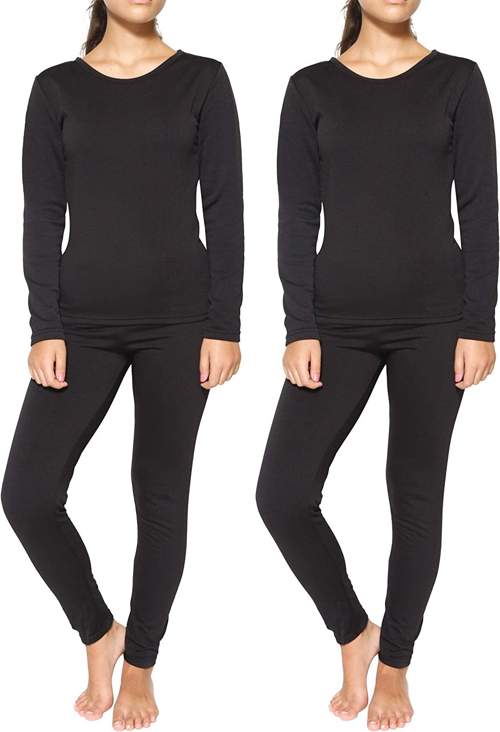 4 Piece: Womens Thermal Underwear Set - Thermal Underwear for Women Fleece Lined Top & Bottom Long Johns