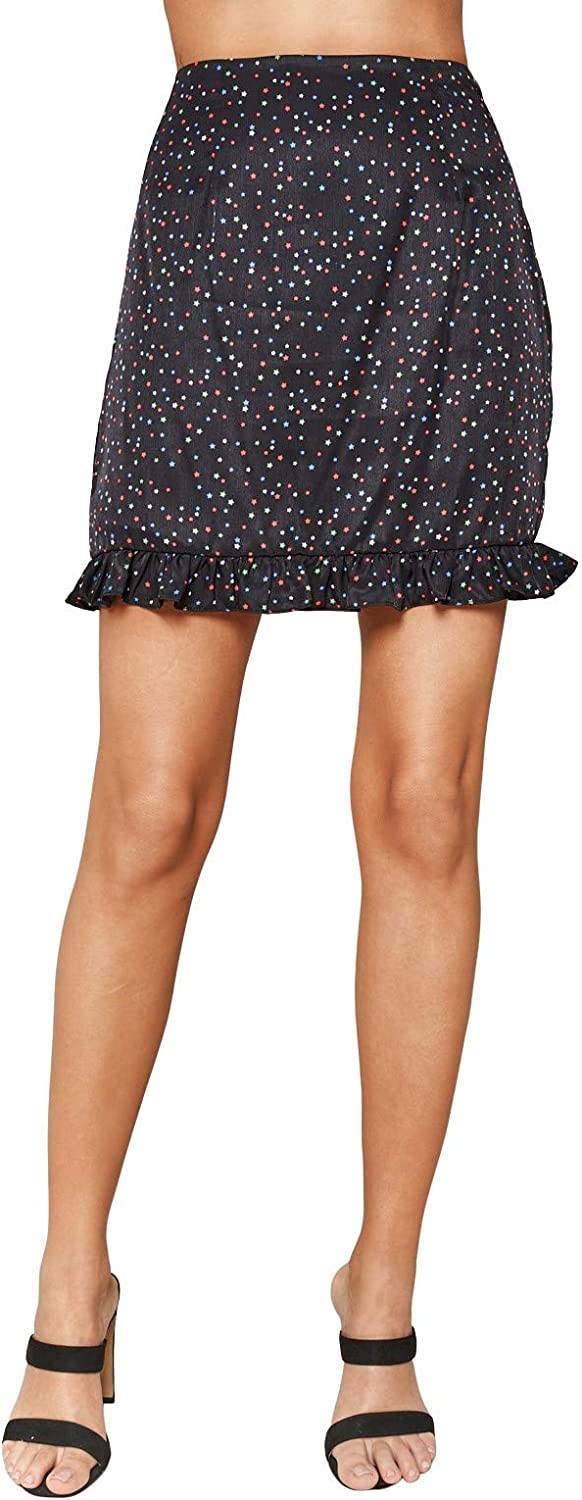 Sugar Lips Women s Star Print Ruffle Mini Skirt
