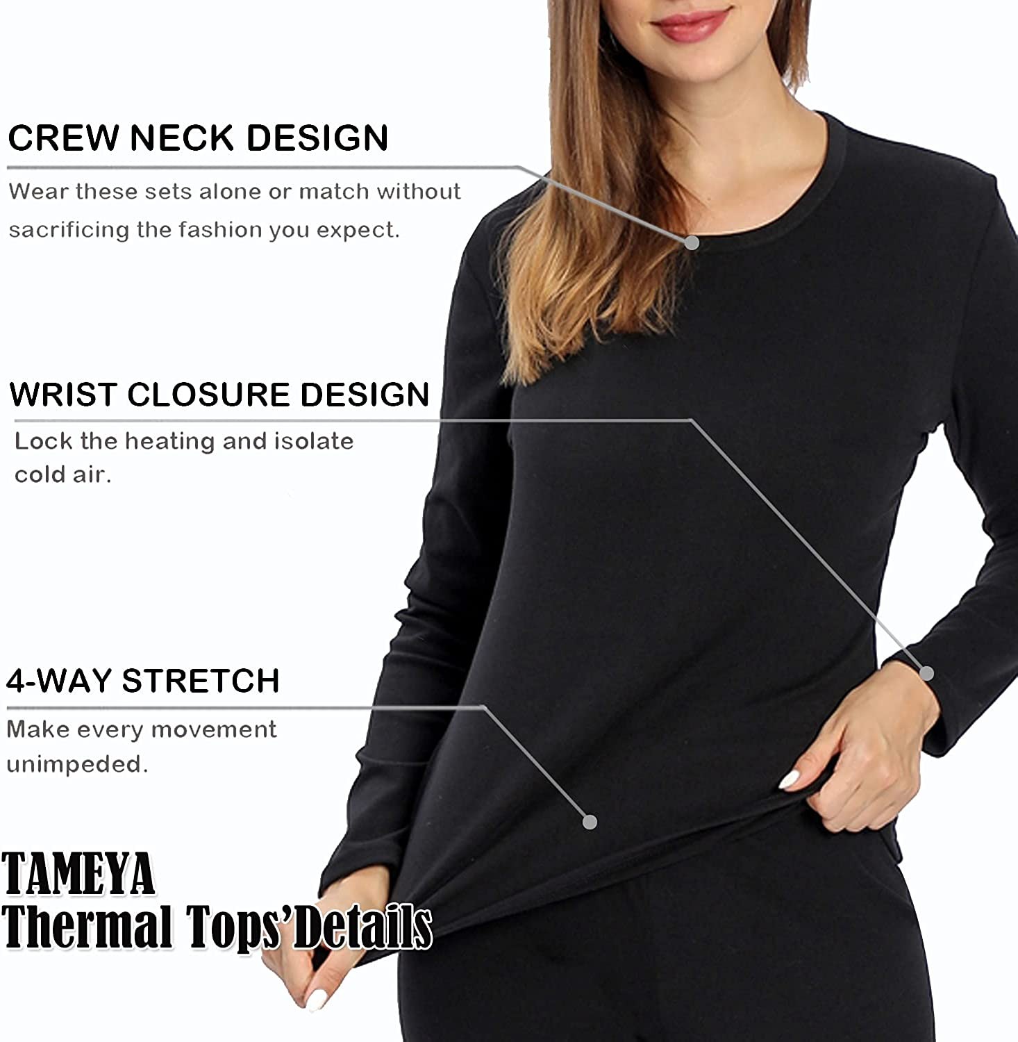 Ultra Soft Thermal Underwear for Women, Long Johns 2 Set with Fleece Lined ,Cold Weather Base layer Warm Top & Bottom