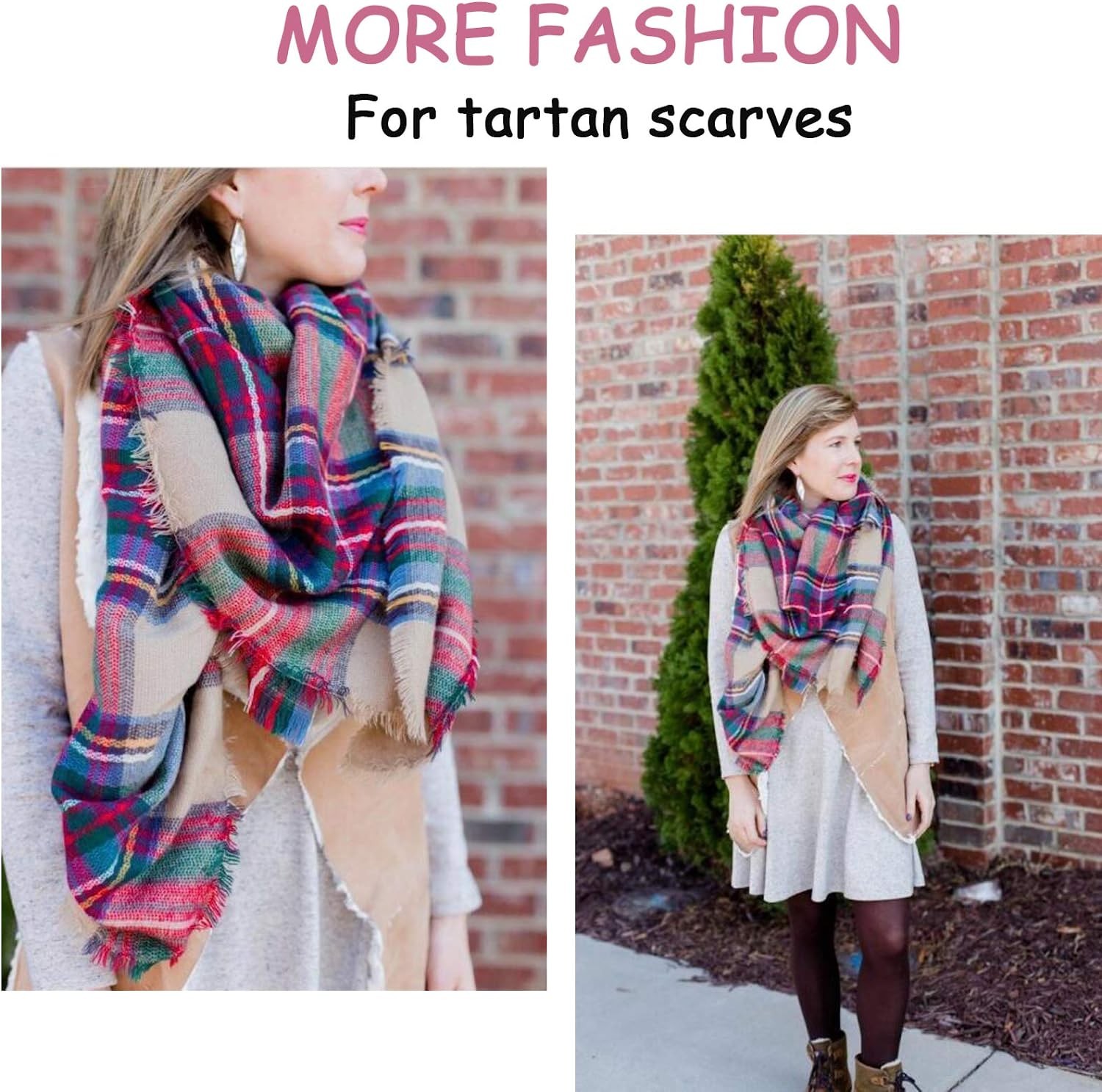 Dimore Trendy Plaid Blanket Scarf Women Big Oversized Long Scarves