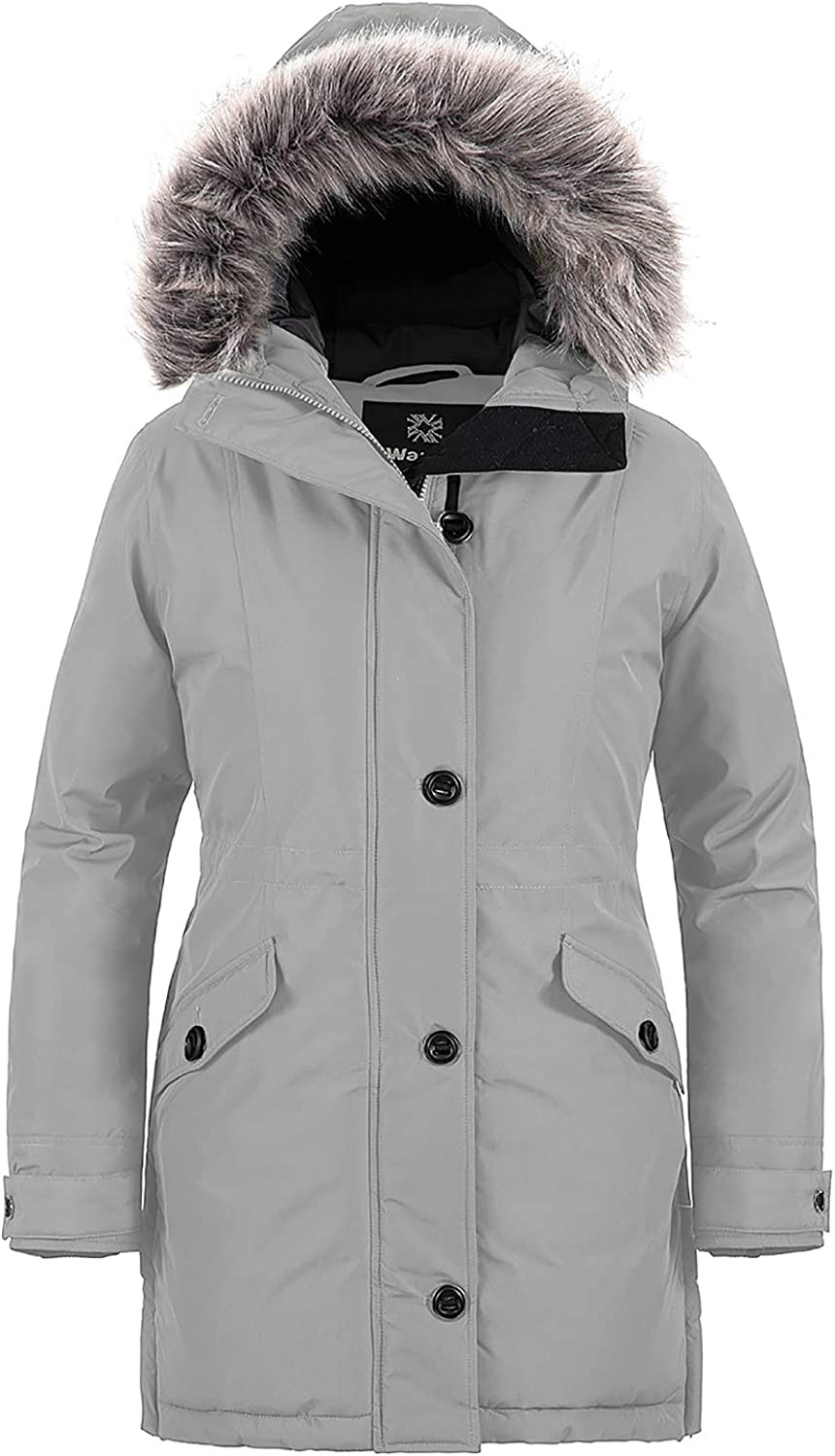 Wantdo Women s Winter Hooded Coat Waterproof Warm Long Puffer Jacket Parka