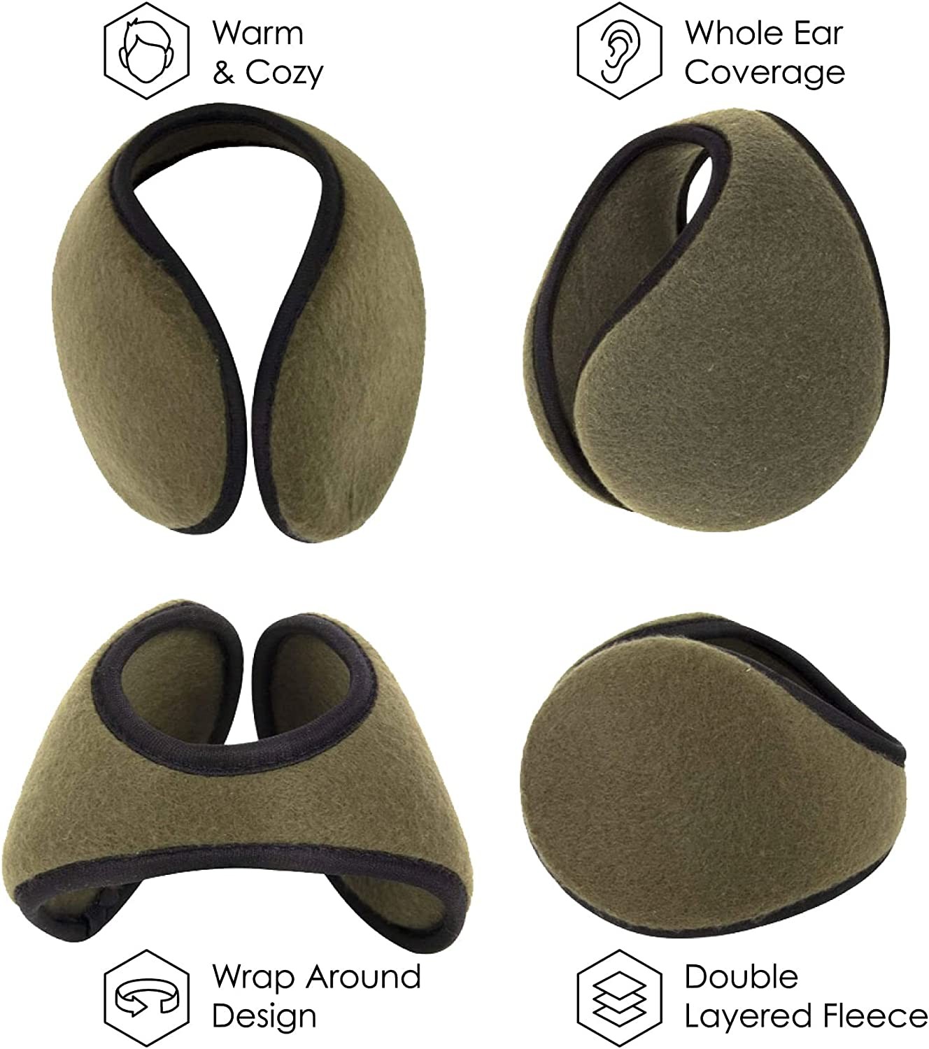 10 Pack Fleece Winter Ear Warmers for Men, Women Bulk Ear Muffs for Winter, Behind the Head Earmuffs for Total Comfort and Style
