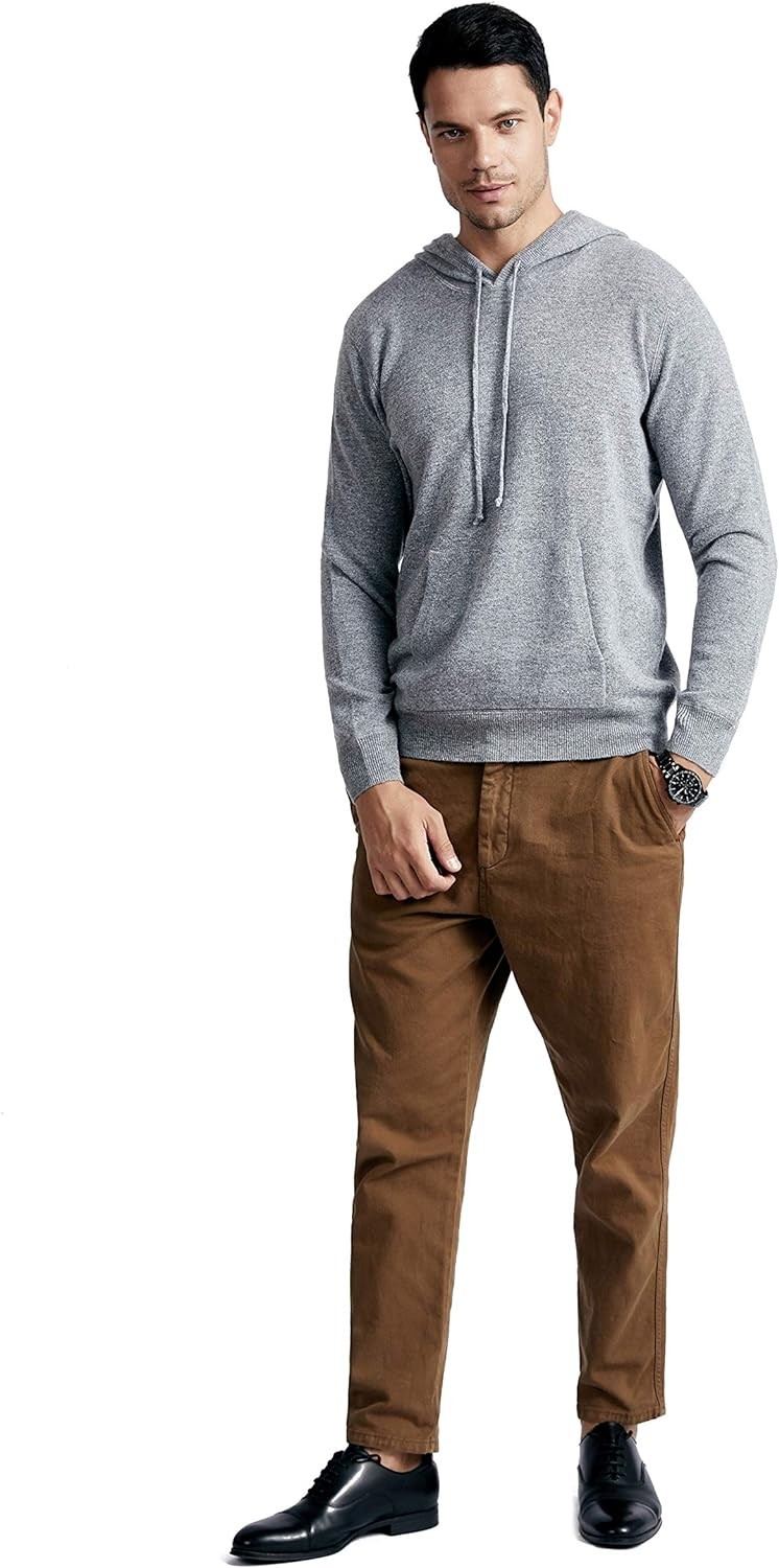 BEYOND FASHION Men s 100% Pure Cashmere Sweater Pocket Hoodie Pullover