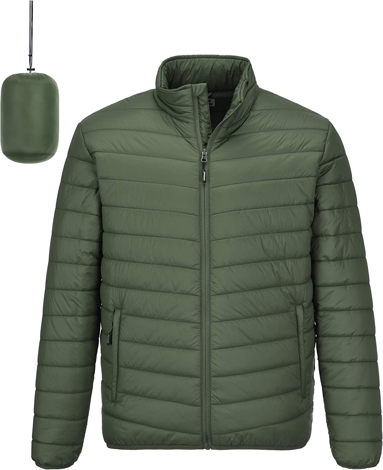 Outdoor Ventures Men s Lightweight Packable Puffer Winter Jacket Insulated Puffy Coat for Snow Ski Hiking Travel