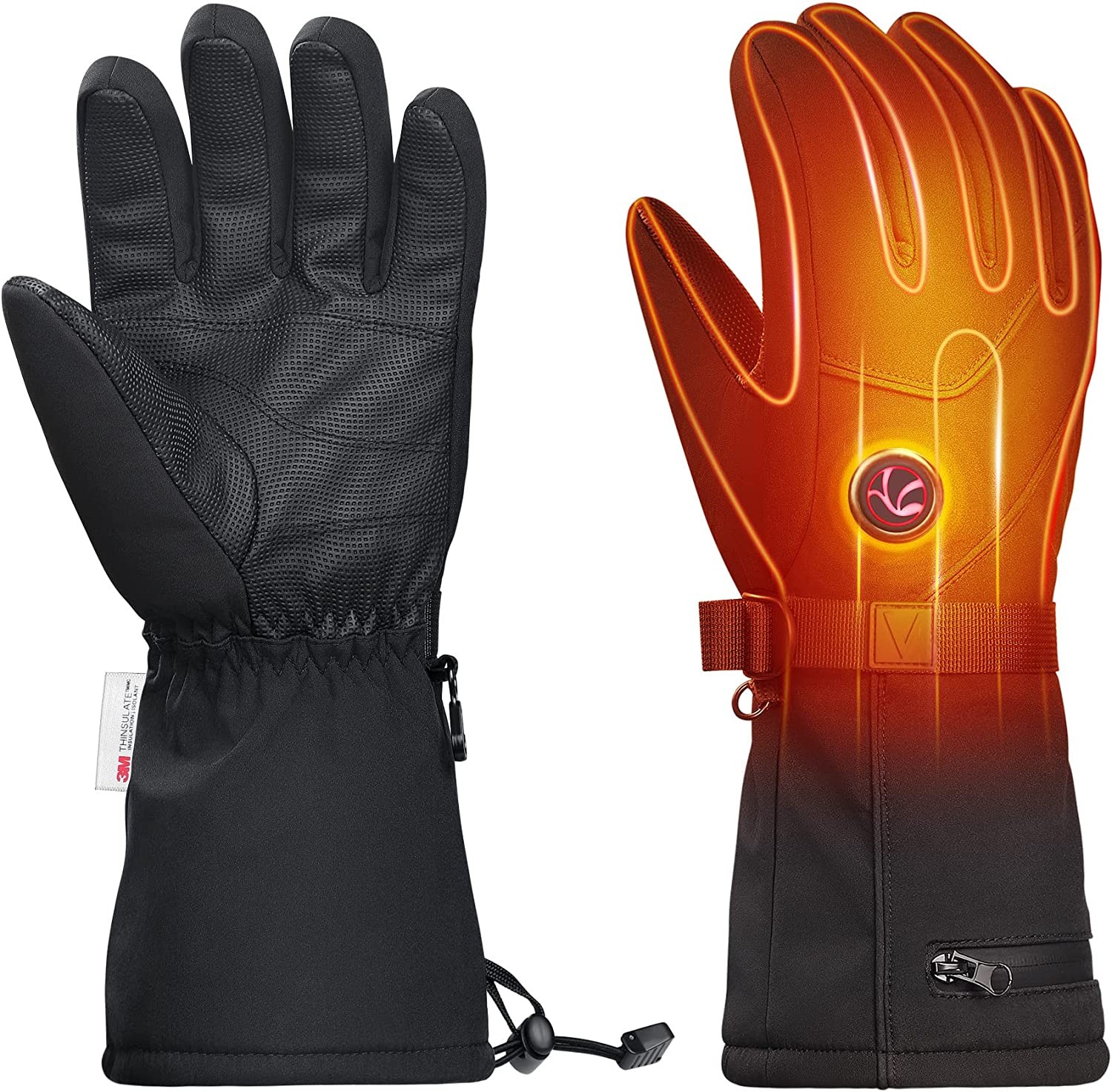 Heated Gloves, VELAZZIO Rechargeable 4800mAh Electric Heating Gloves for Men Women, Winter Thermal Warm Battery Gloves for Skiing Hunting Fishing Snowboarding