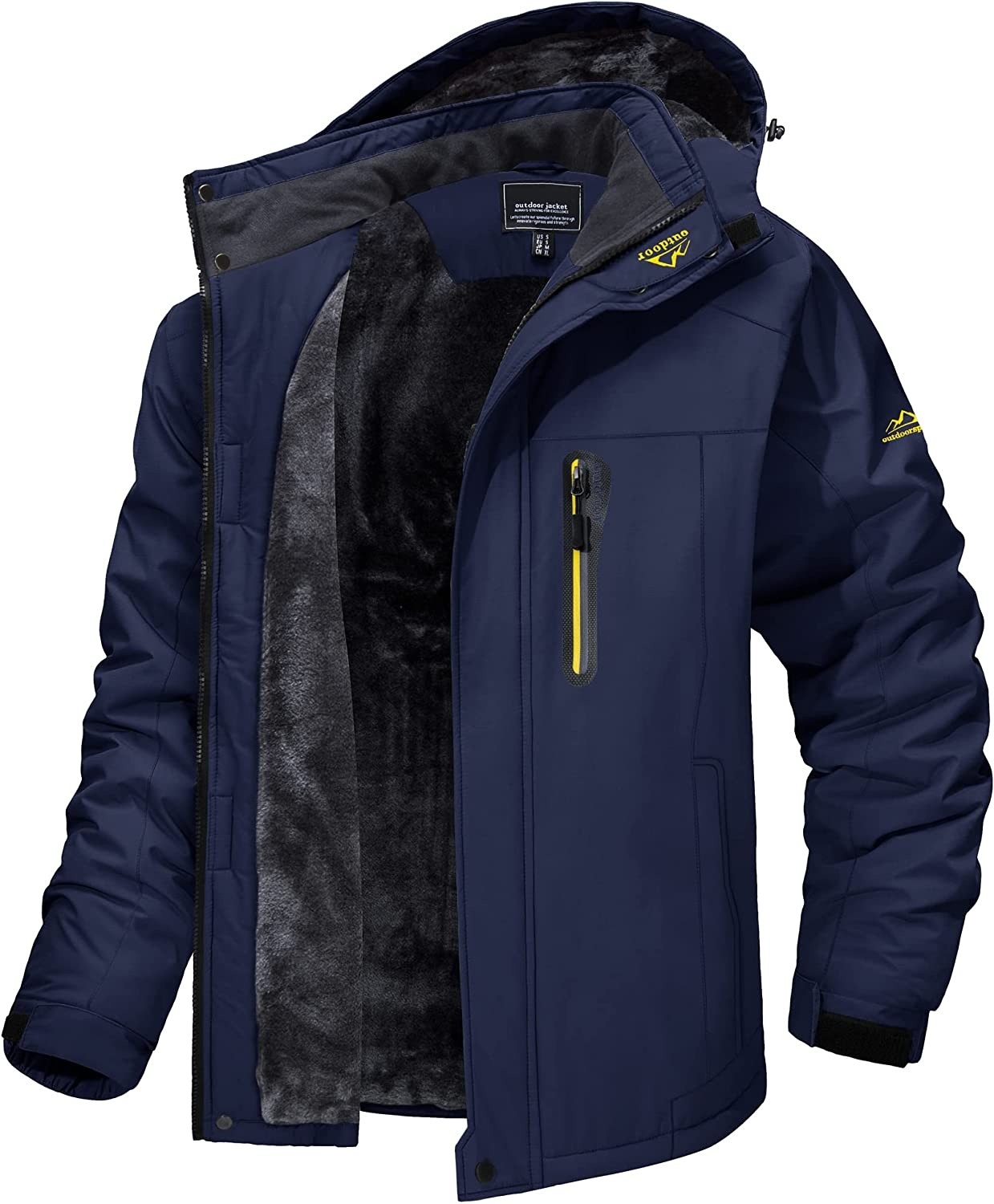 TACVASEN Men s Ski Jackets Winter Waterproof Windproof Hiking Snowboard Fleece Lined Jacket Hooded