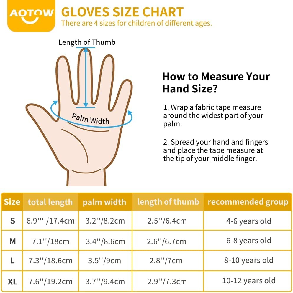 Kids Winter Warm Cycling Gloves - Boys Girls Touch Screen Anti-Slip Running Gloves Cold Weather Windproof Waterproof Children Thermal Fleece Mittens for Football Ski Bike Snow Aged 4-12
