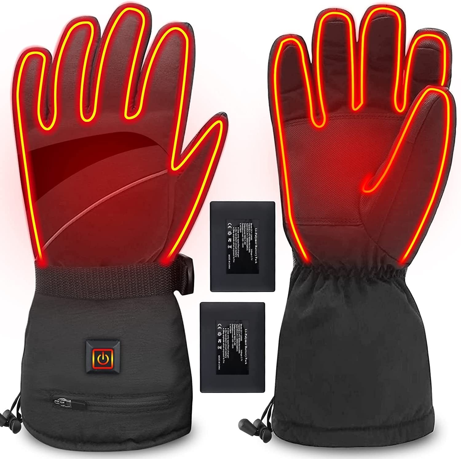 WAMTHUS Electric Heated Gloves, 2022 Latest Rechargeable Battery Winter Gloves for Men Women 3 Heating Temperature Adjustable Touchscreen Waterproof Warm Gloves for All Kinds of Outdoor Activities
