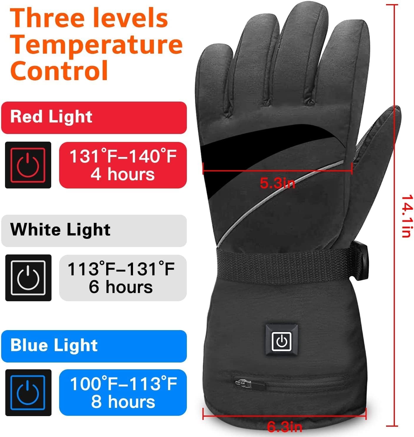 WAMTHUS Electric Heated Gloves, 2022 Latest Rechargeable Battery Winter Gloves for Men Women 3 Heating Temperature Adjustable Touchscreen Waterproof Warm Gloves for All Kinds of Outdoor Activities