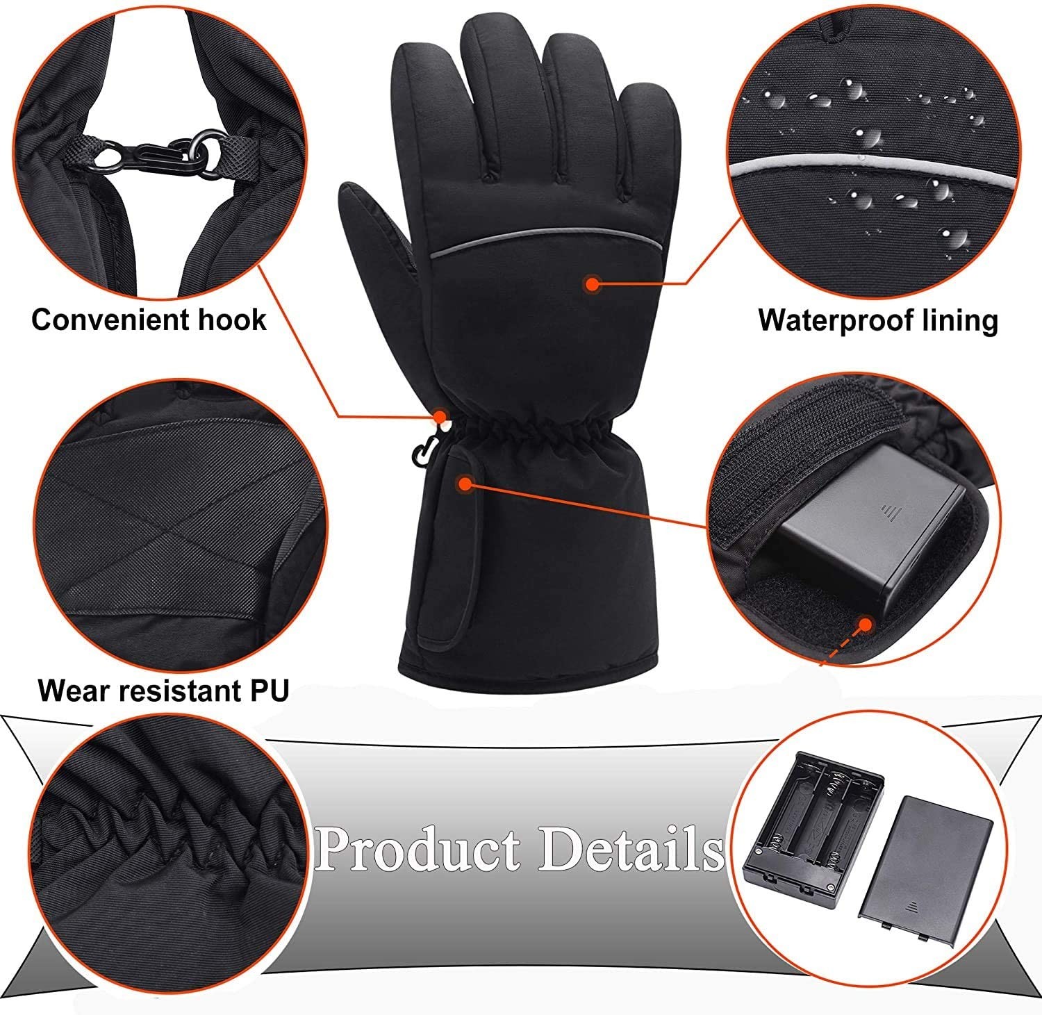 IFWATER Electric Heated Gloves for Men Women,Waterproof Touchscreen Heating Gloves Winter Thermal Sports for Skiing Snowboarding Cycling Motorcycle Hiking Hand Warmer Gloves