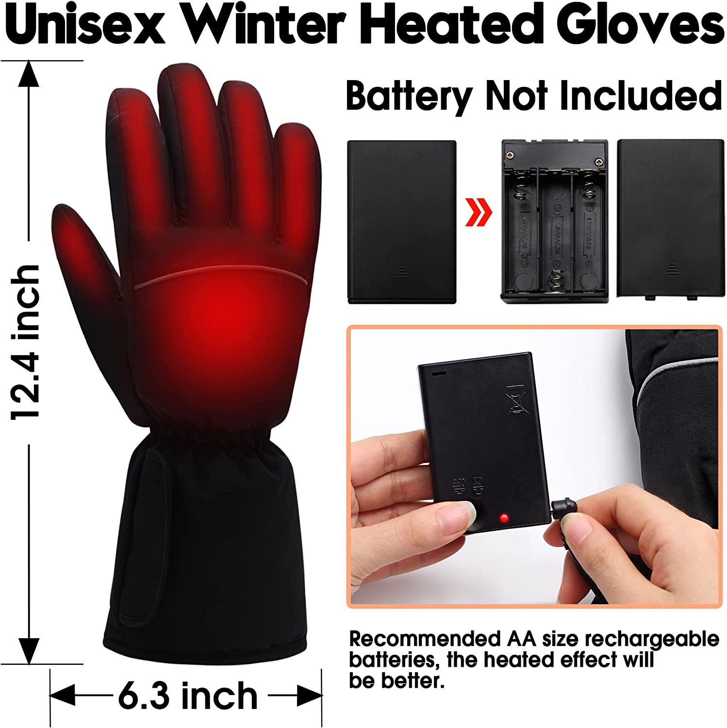 IFWATER Electric Heated Gloves for Men Women,Waterproof Touchscreen Heating Gloves Winter Thermal Sports for Skiing Snowboarding Cycling Motorcycle Hiking Hand Warmer Gloves