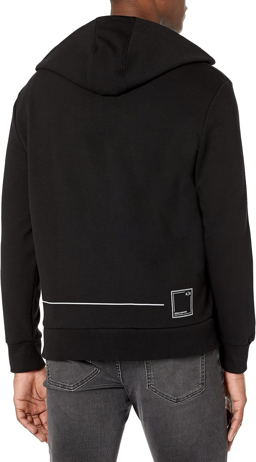 A|X ARMANI EXCHANGE 男士有機棉線性圖案連帽運動衫