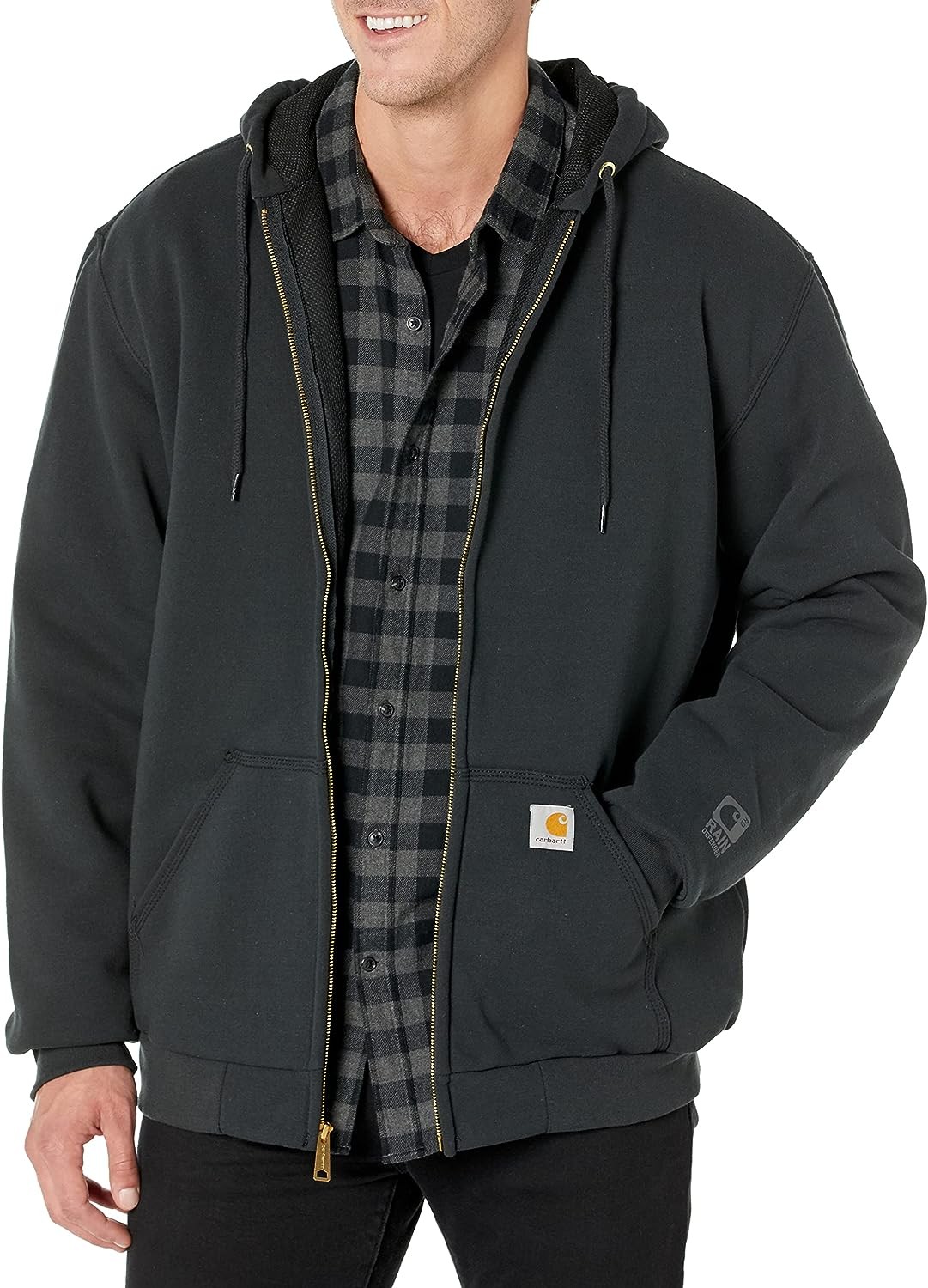 Carhartt 男士 Rutland 保暖襯裡前拉鍊運動衫連帽衫（大尺碼和高尺寸）