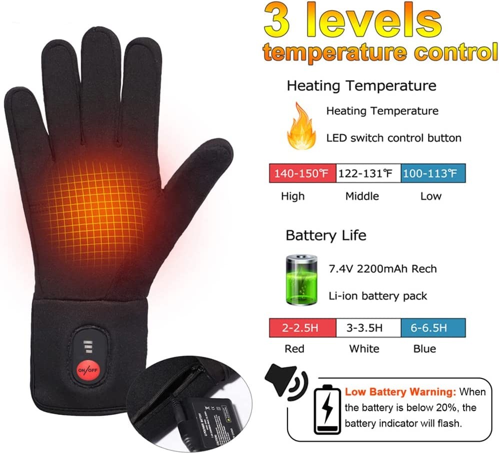 Heated Glove Liners for Men Women,Rechargeable Electric Battery Heating Riding Ski Snowboarding Hiking Cycling Hunting Thin Gloves Hand Warmer