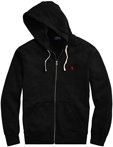 Polo Ralph Lauren Classic Full-Zip Fleece Hooded Sweatshirt - XL - Black Red Pony
