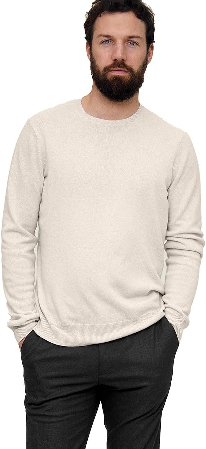 State Cashmere Men s Essential Crewneck Sweater 100% Pure Cashmere Classic Long Sleeve Pullover
