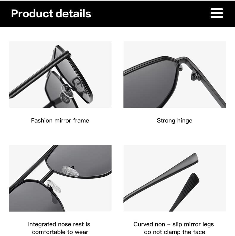 JFXQDR Retro Oversized Square Polarized Sunglasses for Women Men, Large Aviator Sun Glasses, Vintage Big UV400 Shades RFS5201