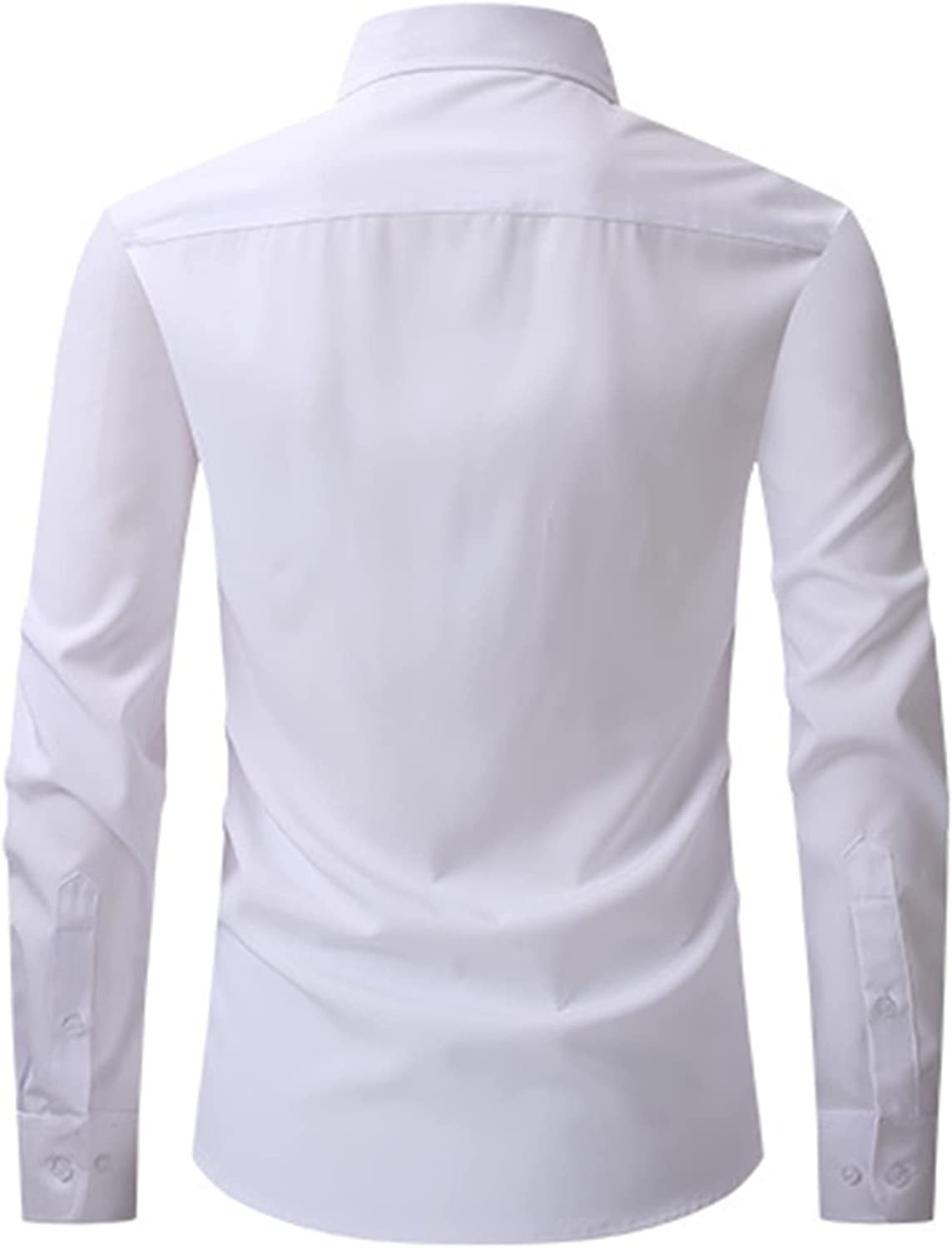 HOTIAN Men s Regular Fit Dress Shirt Stretch Button-Down Shirt Spread Collar Long Sleeve with Pockets