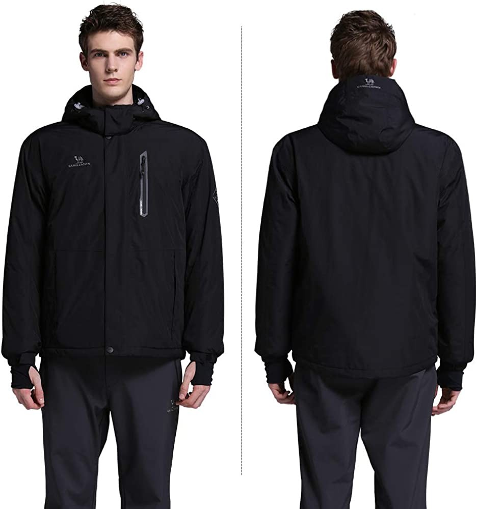 CAMEL CROWN Men s Mountain Snow Waterproof Ski Jacket Detachable Hood Windproof Fleece Parka Rain Jacket Winter Coat