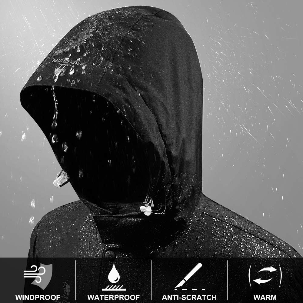 CAMEL CROWN Men s Mountain Snow Waterproof Ski Jacket Detachable Hood Windproof Fleece Parka Rain Jacket Winter Coat
