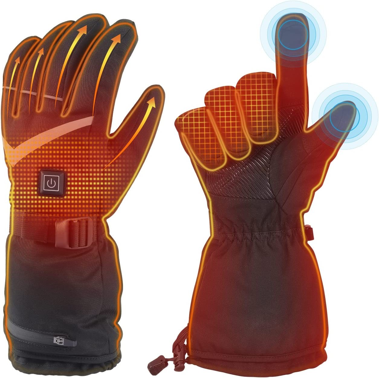Heated Gloves for Men Women, 5000mAh Rechargeable Electric Battery Heated Gloves, Waterproof Touchscreen Hand Warmer Winter Gloves for Motorcycle, Hunting, Cycling, Snowboarding Outdoor Winter Sport