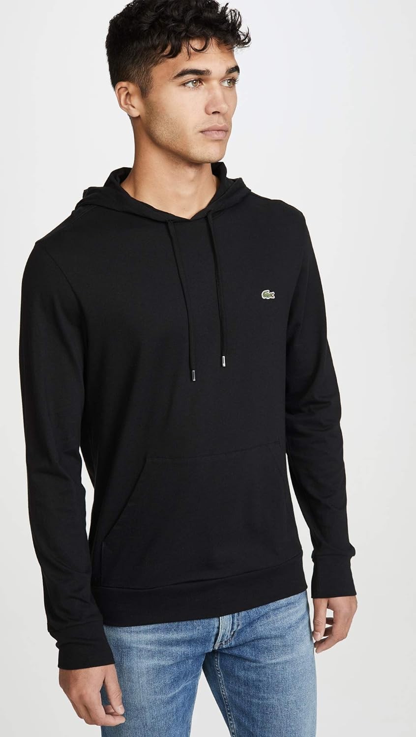 Lacoste Mens Long Sleeve Hooded Jersey Cotton T-Shirt Hoodie