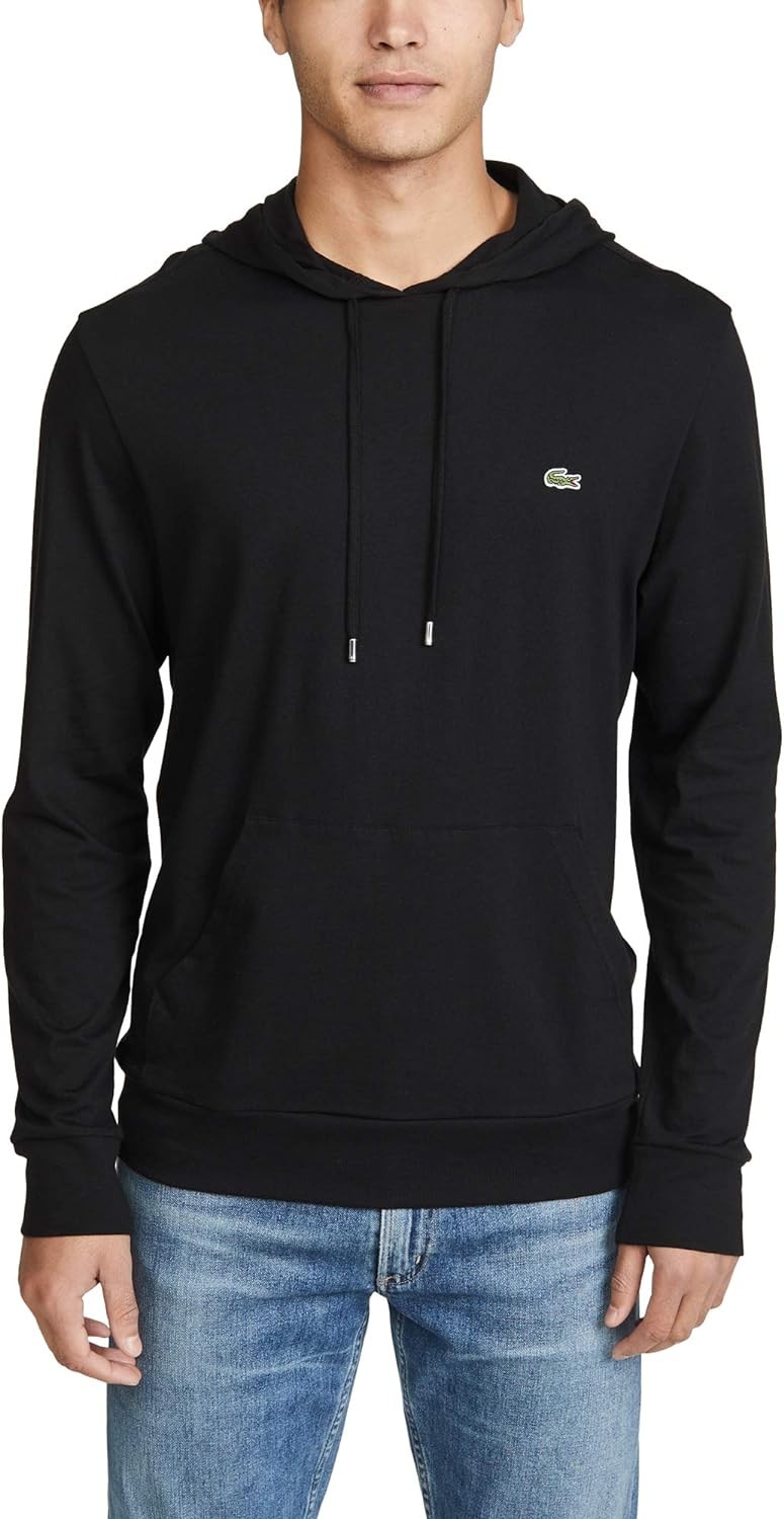 Lacoste Mens Long Sleeve Hooded Jersey Cotton T-Shirt Hoodie
