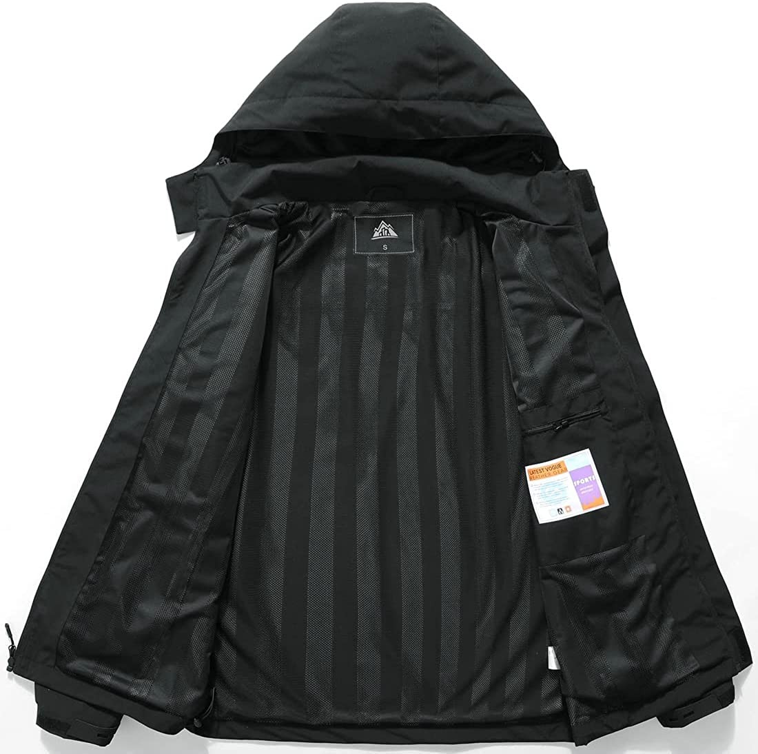 MOERDENG Men s Waterproof Rain Jacket Lightweight Hooded Spring Fall Raincoat for Hiking Travel Outdoor