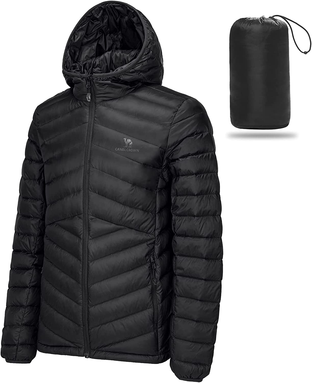 CAMEL CROWN Men s Packable Down Jacket Hooded Lightweight Puffer Insulated Coat for Travel Outdoor Hiking