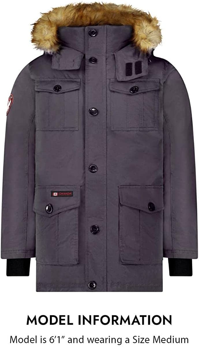 CANADA WEATHER GEAR Parka Coat for Men-Insulated Winter Jacket w/ Faux Fur Hood