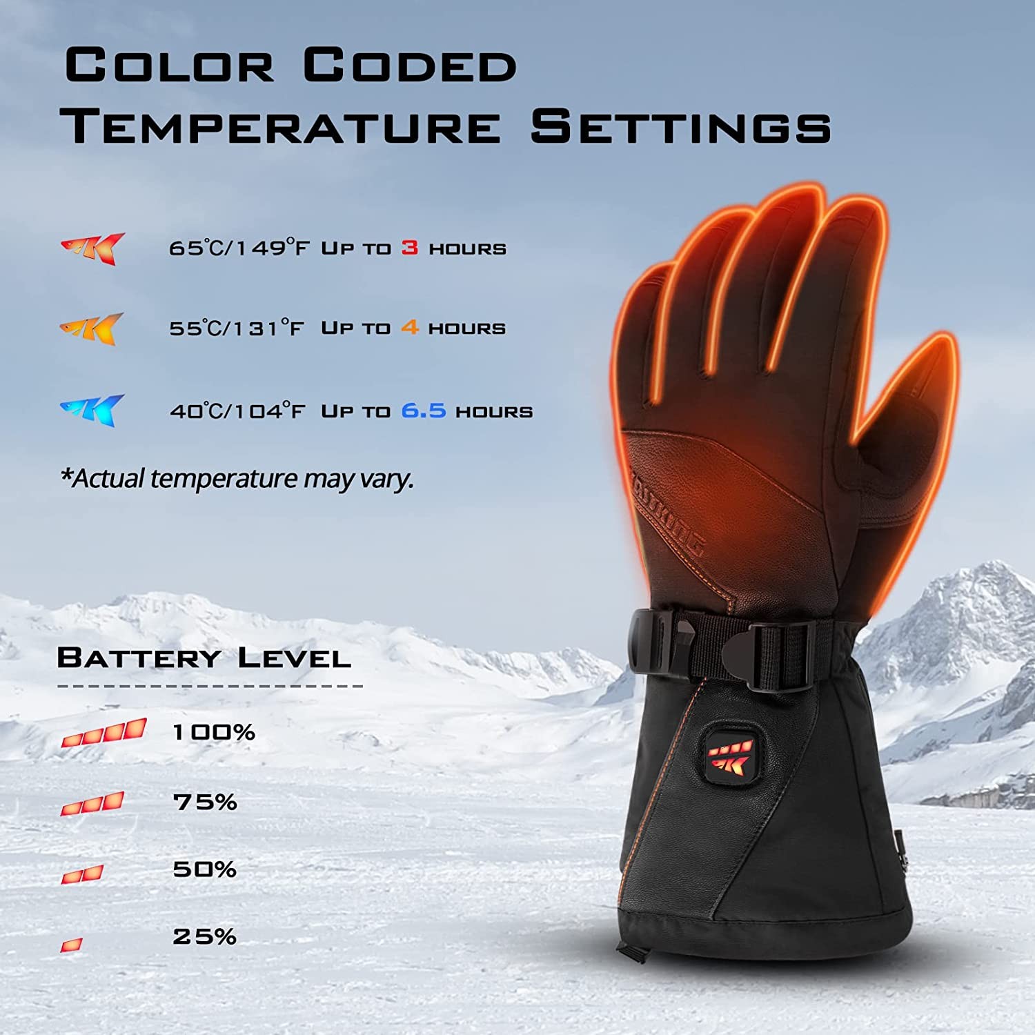 KastKing Polar Blast Heated Gloves, All Around Safe Warmth, Waterproof, Rechargeable Winter Snow Gloves for Men Women, Fishing Skiing, or any Cold Weather Activity