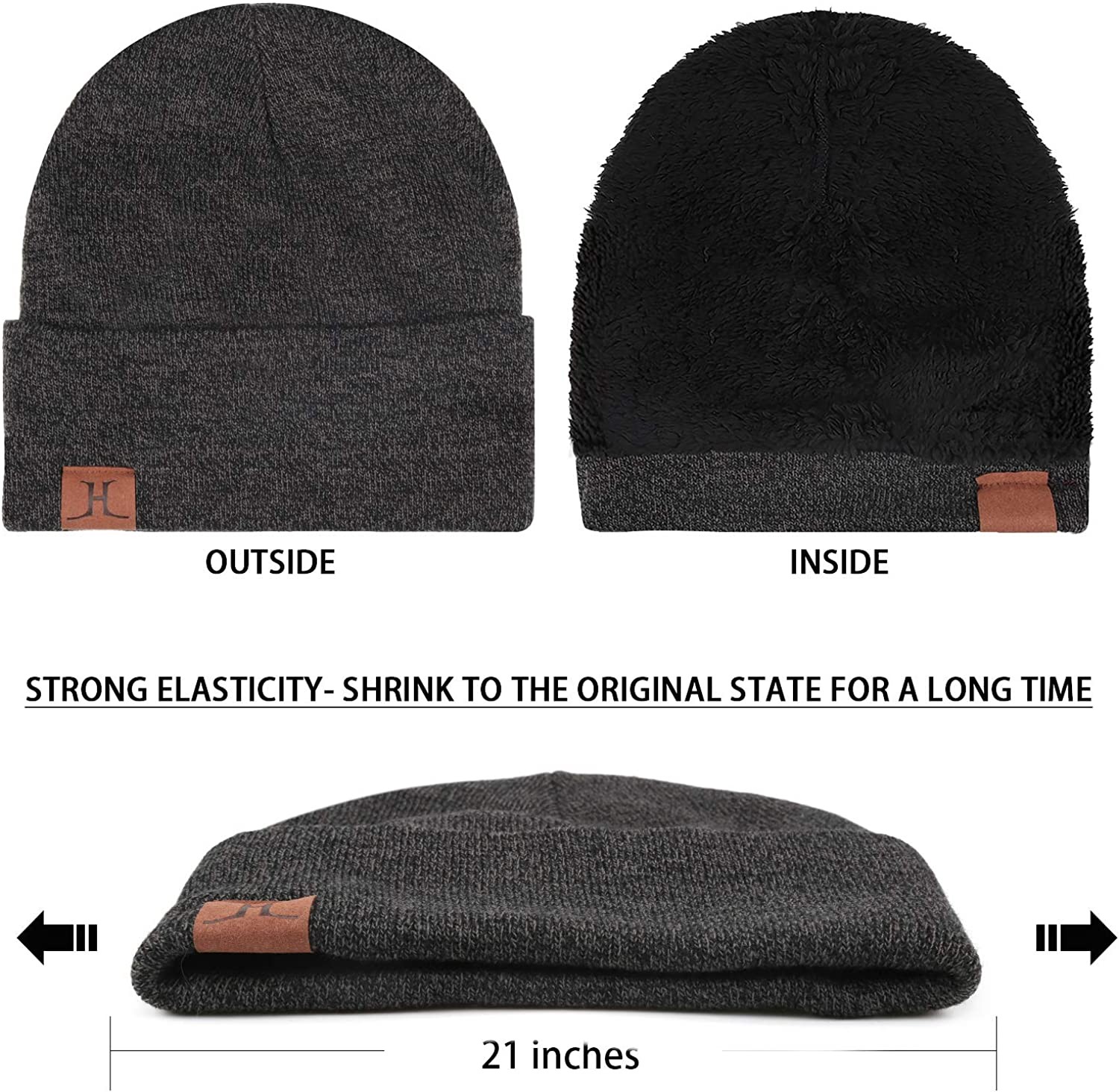 Winter Warm Beanie Hat Touchscreen Gloves Set, Soft Skull Cap Gloves Set for Men and Women with Warm Knit Fleece Lined