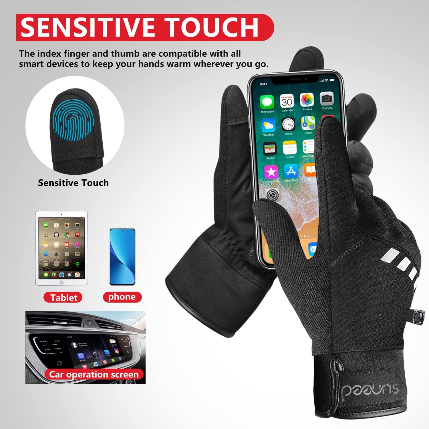 Winter Cycling Gloves for Men Women, Cold Weather Thermal Running Gloves Waterproof, Men’s Touchscreen Ski Gloves, Snow Gloves, Bike Gloves for Outdoor Sports