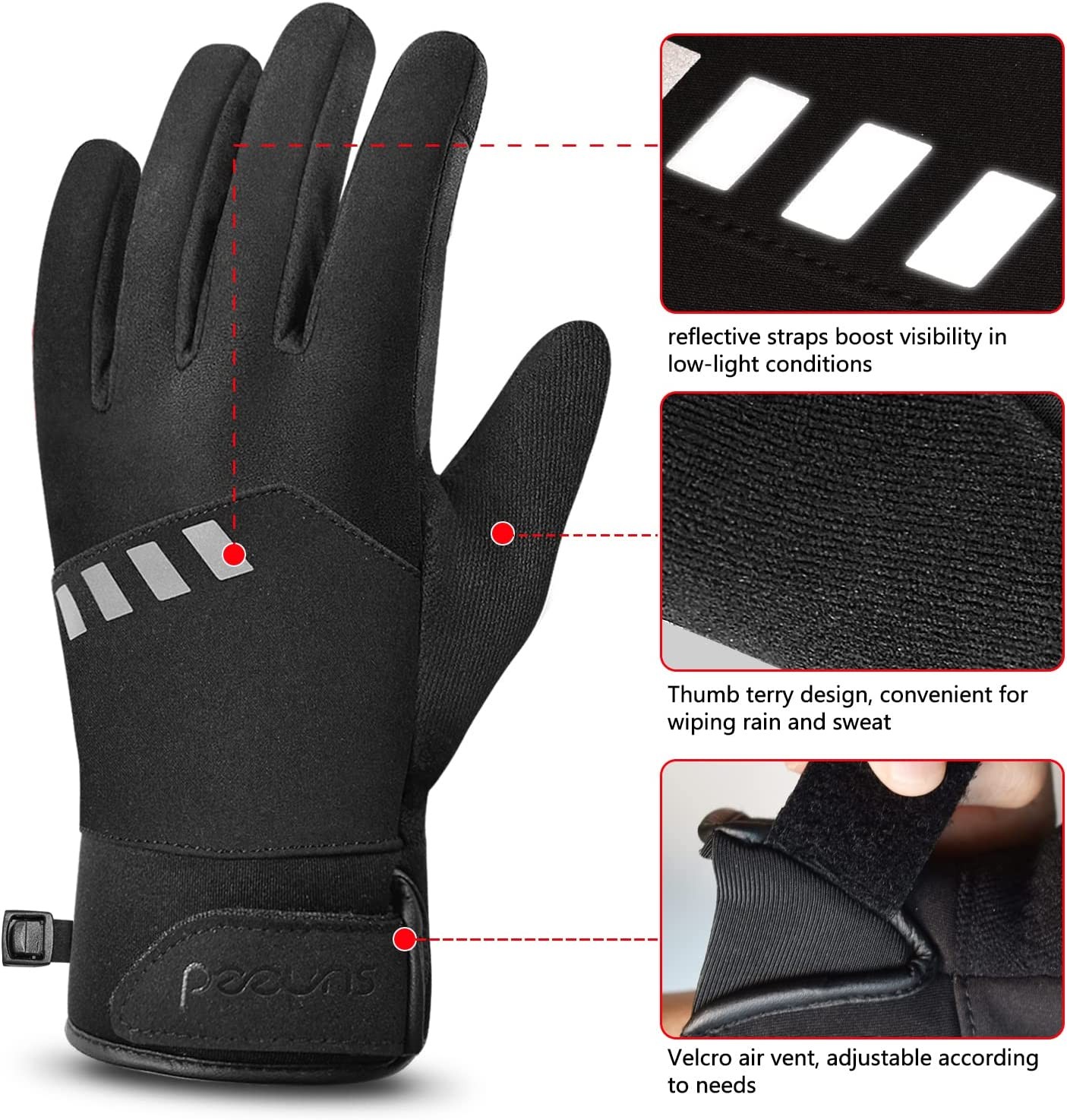 Winter Cycling Gloves for Men Women, Cold Weather Thermal Running Gloves Waterproof, Men’s Touchscreen Ski Gloves, Snow Gloves, Bike Gloves for Outdoor Sports