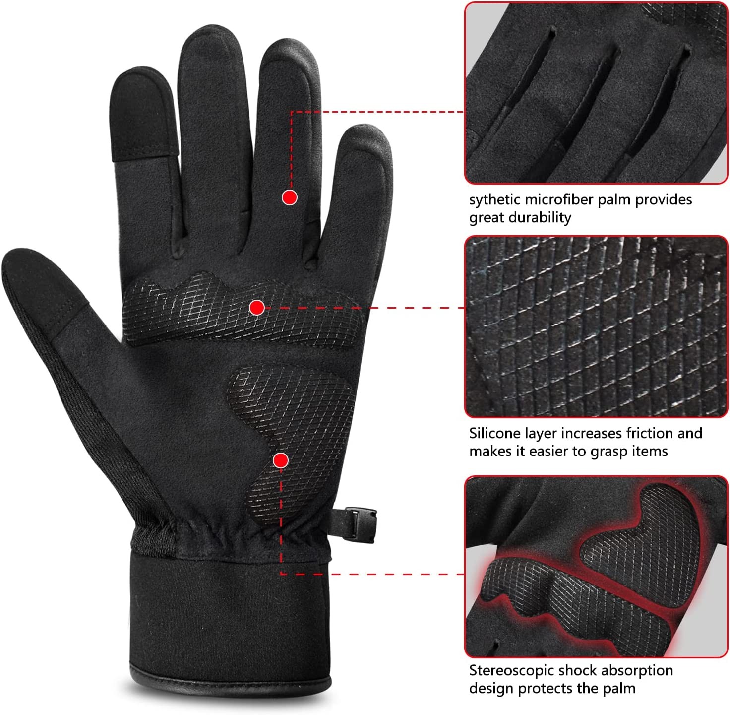 Winter Cycling Gloves for Men Women, Cold Weather Thermal Running Gloves Waterproof, Men’s Touchscreen Ski Gloves, Snow Gloves, Bike Gloves for Outdoor Sports