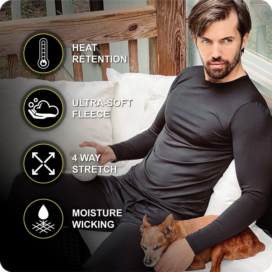 Thermajohn Long Johns Thermal Underwear for Men Fleece Lined Base Layer Set for Cold Weather