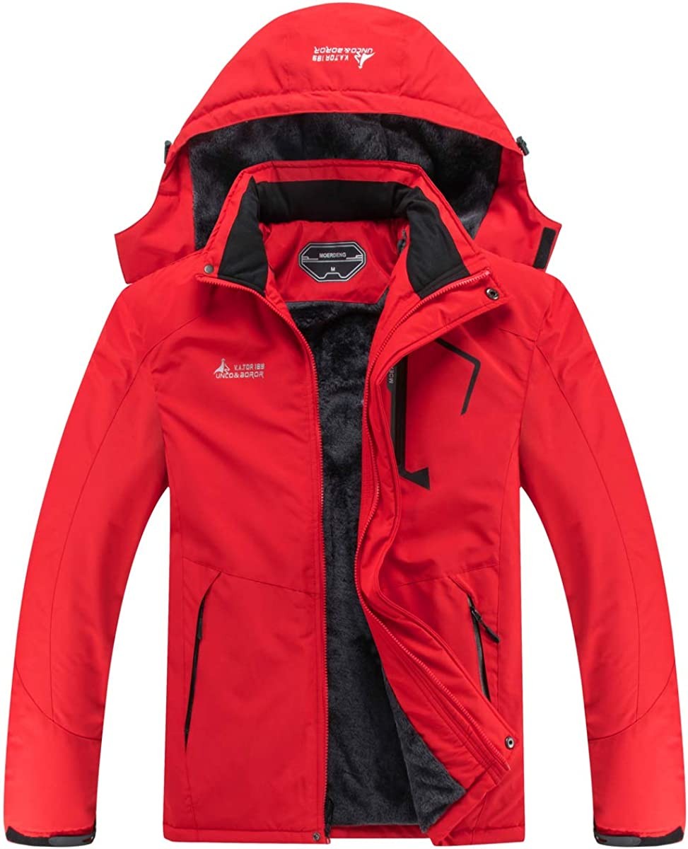 MOERDENG Men s Waterproof Ski Jacket Warm Winter Snow Coat Mountain Windbreaker Hooded Raincoat