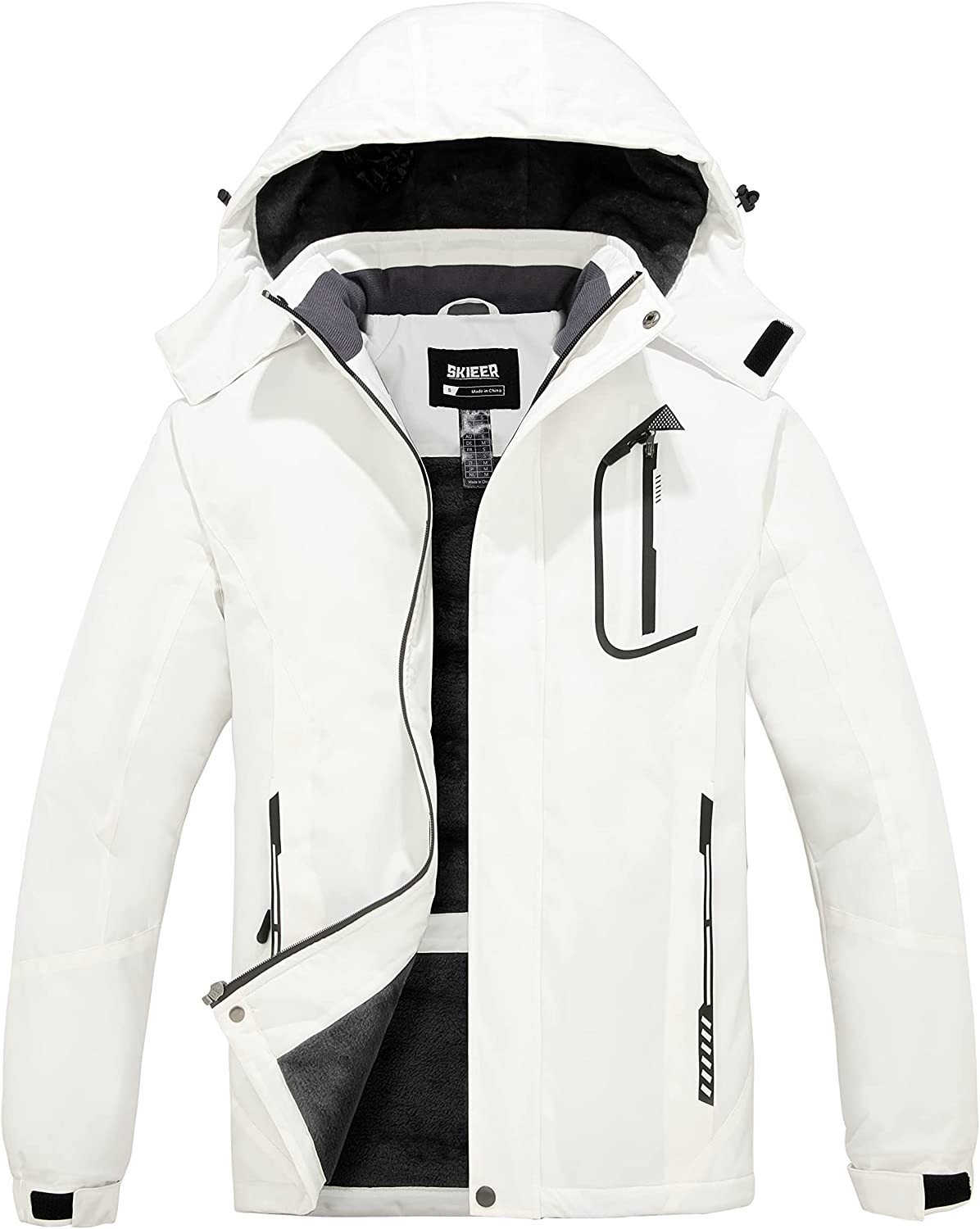 Skieer Men s Mountain Waterproof Ski Jacket Winter Rain Jacket Warm Fleece Snow Coat