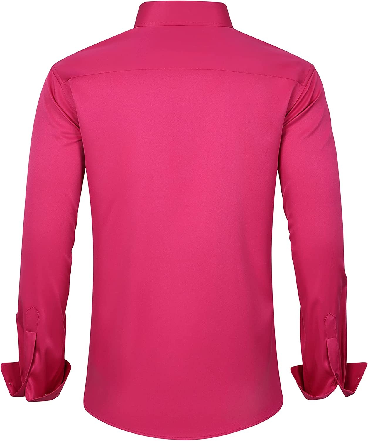 J.Ver Men s Dress Shirts Long Sleeve Solid Stretch Wrinkle-Free Shirt Regular Fit Casual Button Down Shirts hot Pink Large
