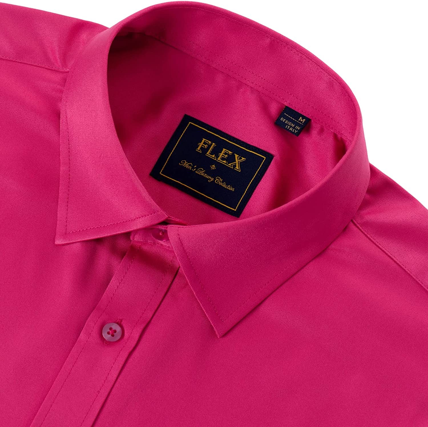 J.Ver Men s Dress Shirts Long Sleeve Solid Stretch Wrinkle-Free Shirt Regular Fit Casual Button Down Shirts hot Pink Large