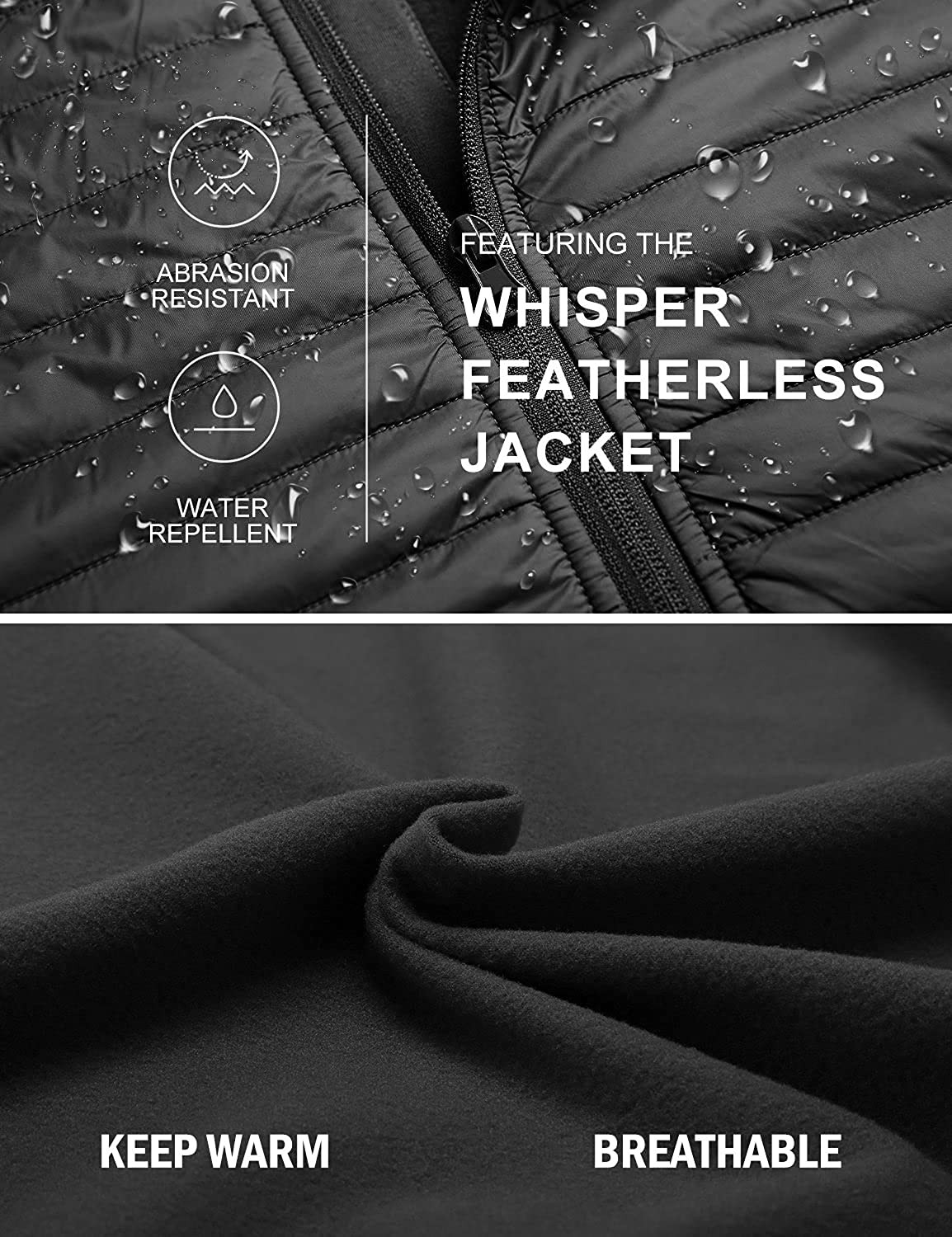 BALEAF Men s Lightweight Warm Puffer Jacket Winter Down Jacket Thermal Hybrid Hiking Coat Water Resistant Packable