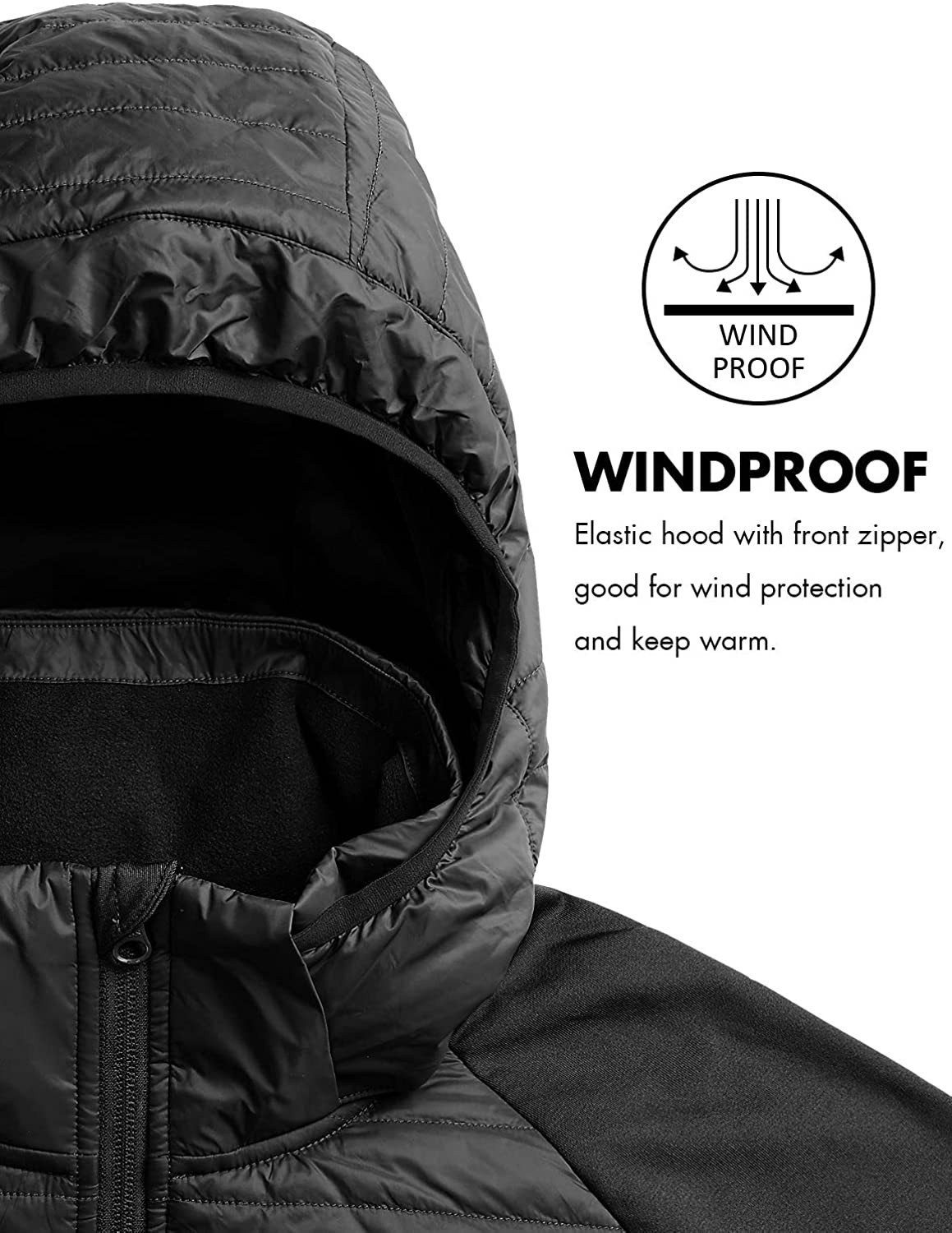 BALEAF Men s Lightweight Warm Puffer Jacket Winter Down Jacket Thermal Hybrid Hiking Coat Water Resistant Packable