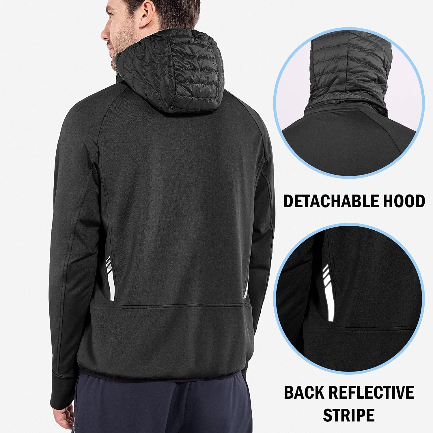 BALEAF Men s Lightweight Warm Puffer Jacket Winter Down Jacket Thermal Hybrid Hiking Coat Water Resistant Packable