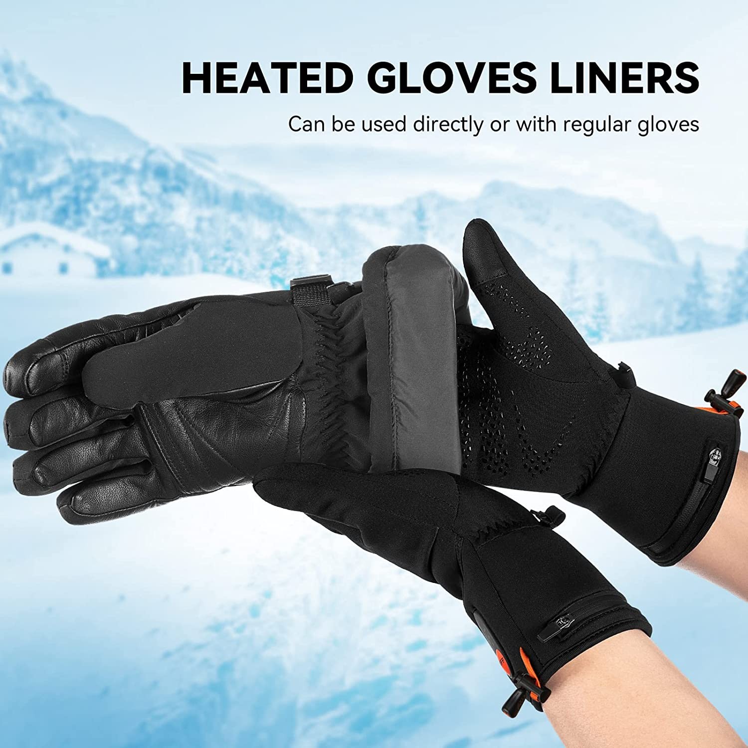 MATKAO Heated Gloves for Men Women Rechargeable Waterproof, Winter Glove Liners for Raynaud, Thin Heated Gloves for Ski Hiking