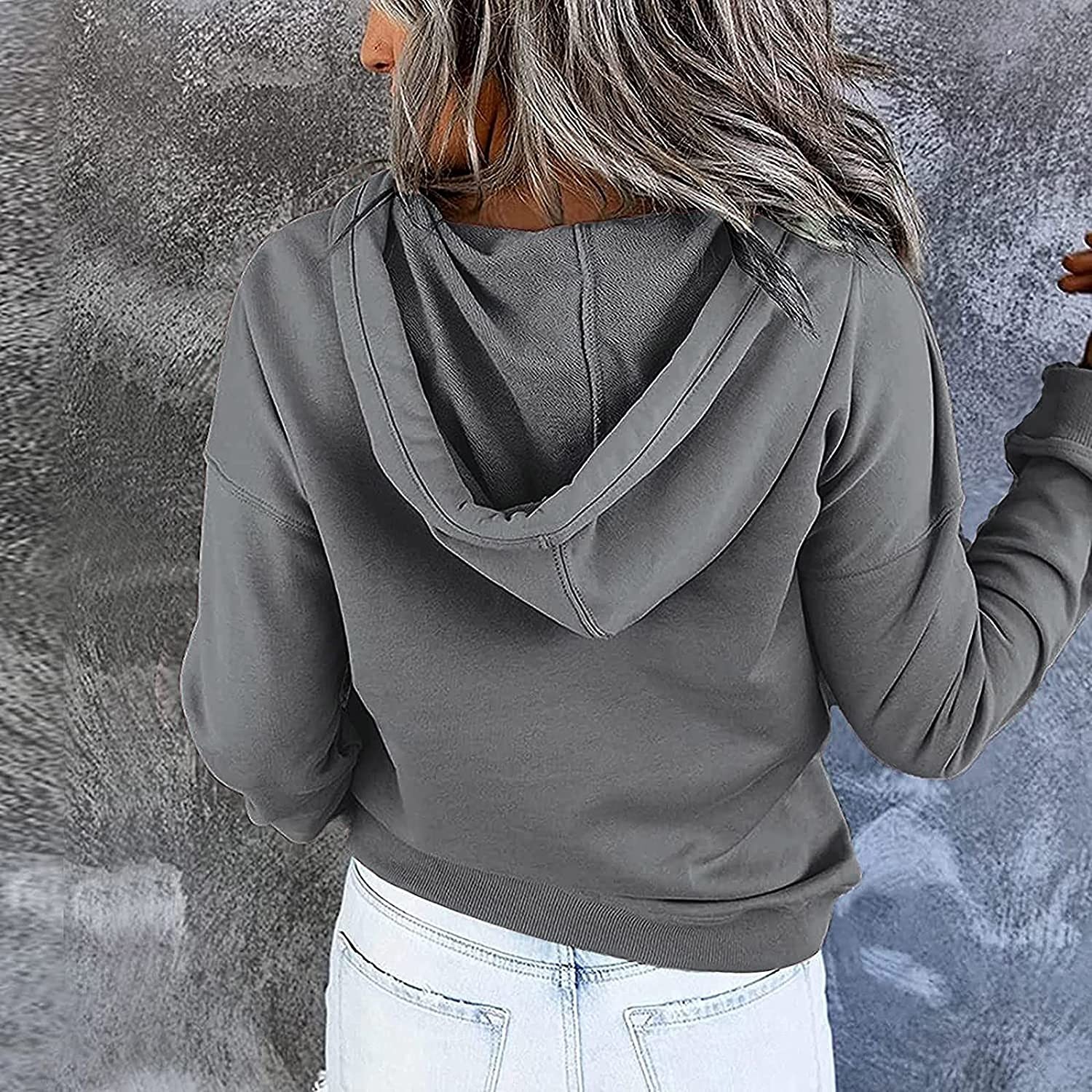 Womens Fall Fashion 2022 Hoodies Casual Hoodies Pullover Tops Drawstring Long Sleeve Sweatshirts Solid Hooded Sweatshirt